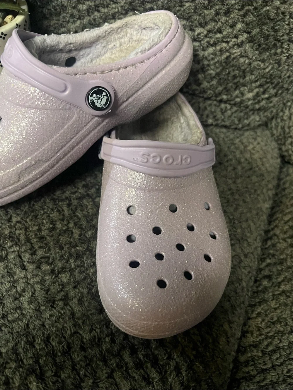 Kids Light Pink Glitter Clog Shoes with Soft Lining